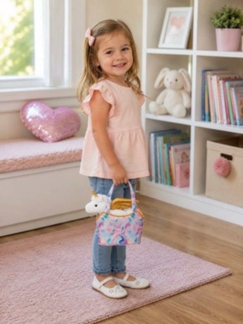 Sassy Pet Sak by Douglas Marble Swirl Toddler Purse Handbag w/ Plush Unicorn New